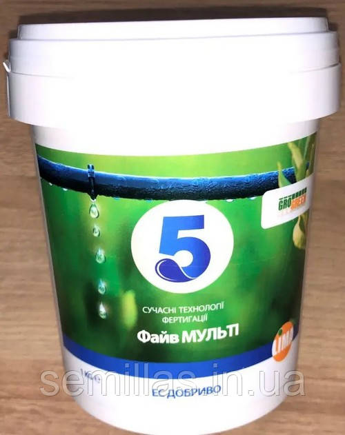 Добриво Грогрін Файв Мульті (20-20-20+6CaO+3MgO+TE), 1 кг, гель