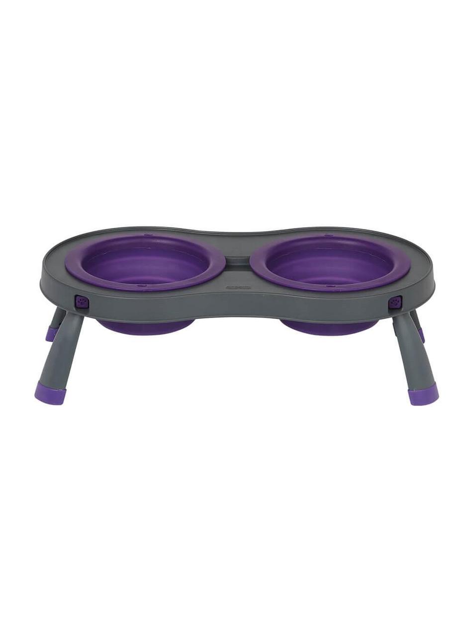 Миска подвійна для тварин Dexas Double Elevated Feeder на складній підставці 600 мл фіолетовий (dx30687)