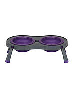 Миска подвійна для тварин Dexas Double Elevated Feeder на складній підставці 600 мл фіолетовий (dx30687)