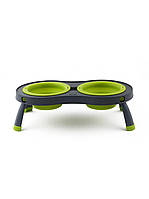 Миска подвійна для тварин Dexas Double Elevated Feeder на складній підставці 600 мл салатовий (dx30690)