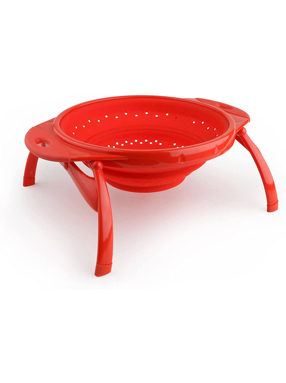 Друшляк складаний на ніжках Dexas Collapsible Colander 3800 мл 25 см силіконовий червоний (10CC1795)