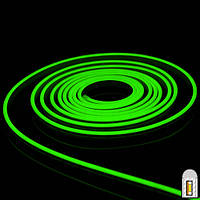 Светодиодный гибкий неон мини 12V, LED NEON MINI 12W - 6x12мм, цвет свечения - зелёный