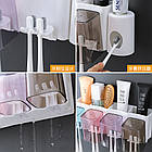 Настінний тримач для зубних щіток з автоматичним дозатором зубної пасти NJ-510 / Диспенсер для ванної, фото 8