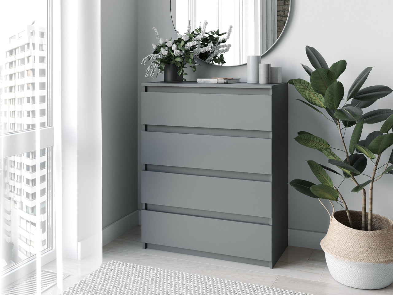 Комод на 4 ящика Moreli T-215 Ш 800 / В 980 / Г 400 Антрацит