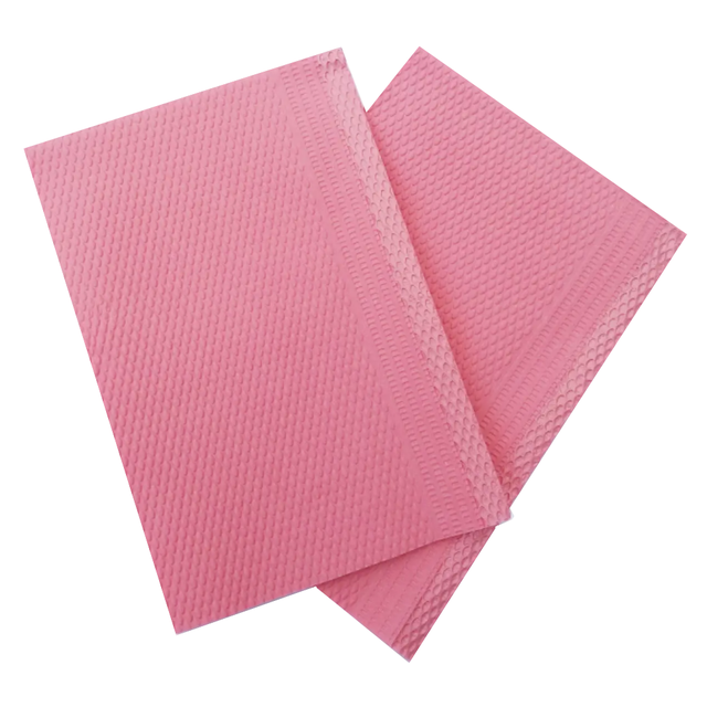  Серветки тришарові водонепроникні (нагрудники стоматологічні) колір рожевий, 25 шт