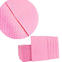 Серветки тришарові водонепроникні (нагрудники стоматологічні) колір рожевий, 50 шт