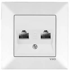Viko Meridian розетка 2-а комп'ютерна RJ-45 Cat.5E біла
