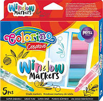 Маркери Colorino для малювання на склі 5 кольорів