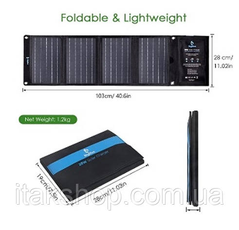 Зарядний пристрій Solar panel B401 28W + 2xUSB Сонячна панель, фото 2