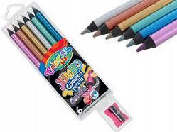 Кольорові олівці набір 6 кольорів "Металік Jumbo" + стругачка, Colorino