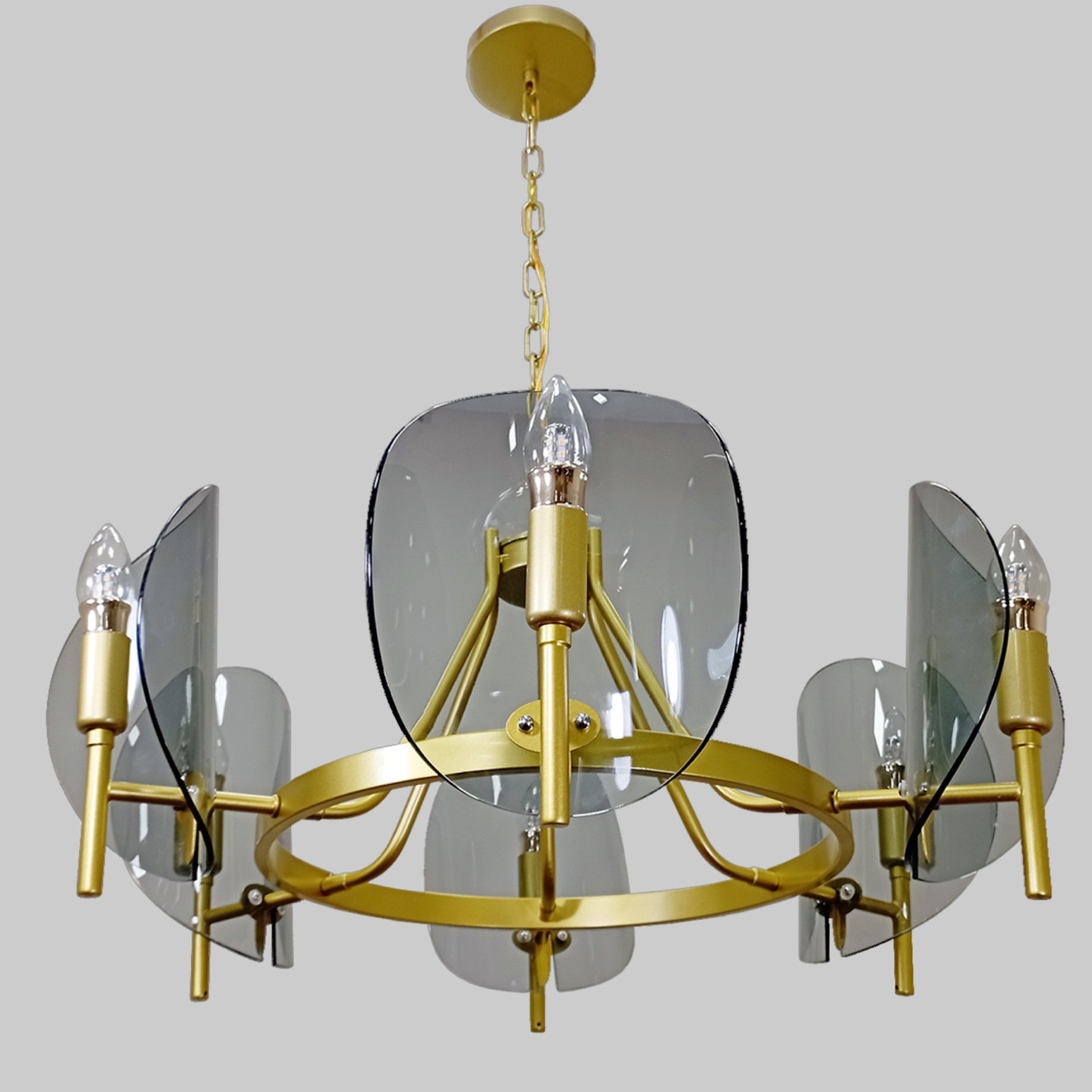 Золота сучасна люстра 70см на 6 ламп (56-LPR0032-6 GD+BK)