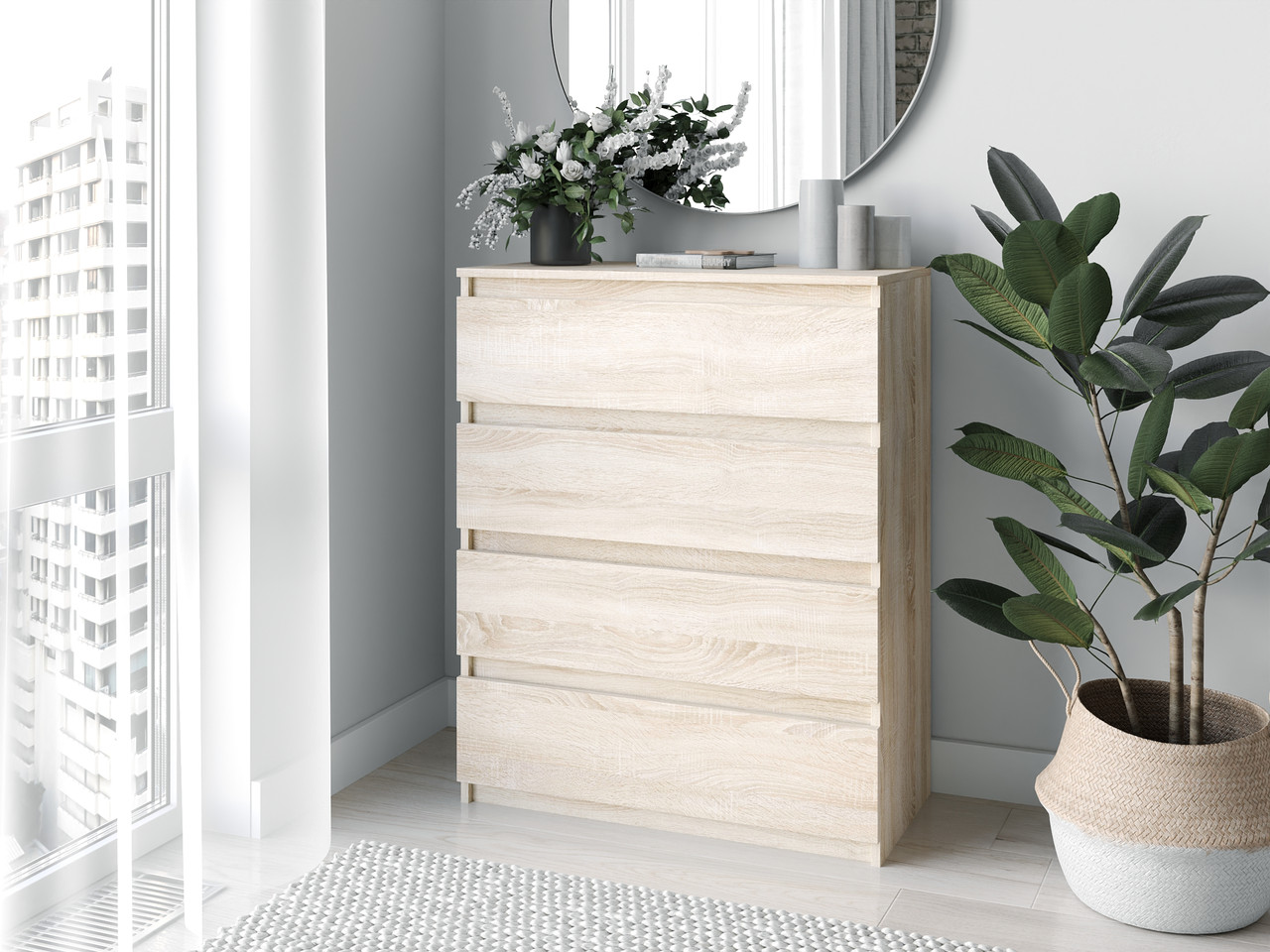 Комод на 4 ящика Moreli T-215 Ш 800 / В 980 / Г 400 Дуб сонома