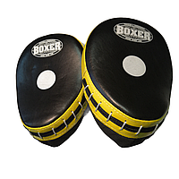 Лапы боксерские BOXER гнутые кожа Элит желтые