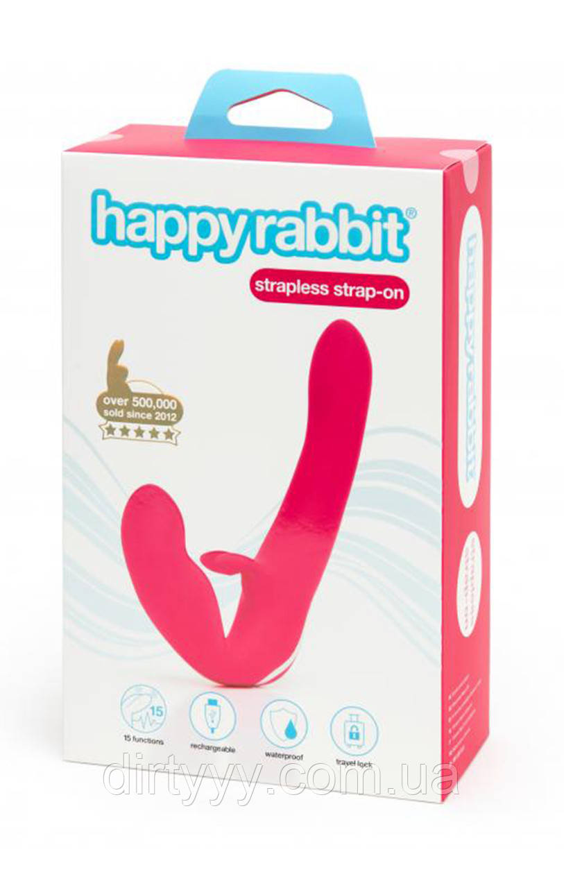 Безремневой двухсторонний страпон - Happy Rabbit, цвет: розовый  (ID#1064395470), цена: 3209 ₴, купить на Prom.ua