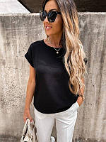Жіночі блузки - 4170-фг - Жіноча стильна легка блузка футболка однотонна з коротким рукавом