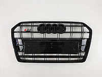 Решетка радиатора Audi A6 2014-2018год Черная (в стиле S-Line)
