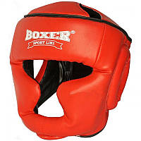 Шлем тренировочный каратэ BOXER Элит L кожа красный