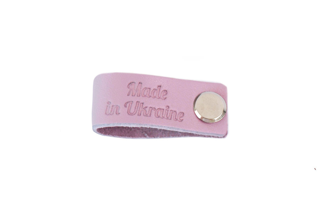 Бірка шкіряна "Made in Ukraine" 15*90 мм зефир, з гвинтом, нат. шкіра, фото 1