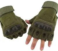 Перчатки Тактические Oakley беспалые Армейские с Защитой костяшек