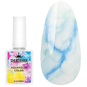 Блакитні акварельні краплі №3 (кольорові чорнила) Aquarelle Color Дизайнер для дизайну нігтів, 9 мл.