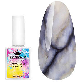 Чорні акварельні краплі №9 (кольорові чорнила) Aquarelle Color Дизайнер для дизайну нігтів, 9 мл.