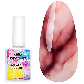 Червоні акварельні краплі №11 (кольорові чорнила) Aquarelle Color Дизайнер для дизайну нігтів, 9 мл.