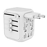 Універсальний адаптер для подорожей та будинку мережевий USB Travel Adapter перехідник для розеток Білий, фото 3