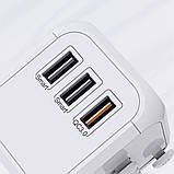 Універсальний адаптер для подорожей та будинку мережевий USB Travel Adapter перехідник для розеток Білий, фото 4