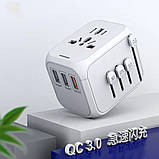 Універсальний адаптер для подорожей та будинку мережевий USB Travel Adapter перехідник для розеток Білий, фото 8