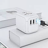 Універсальний адаптер для подорожей та будинку мережевий USB Travel Adapter перехідник для розеток Білий, фото 5
