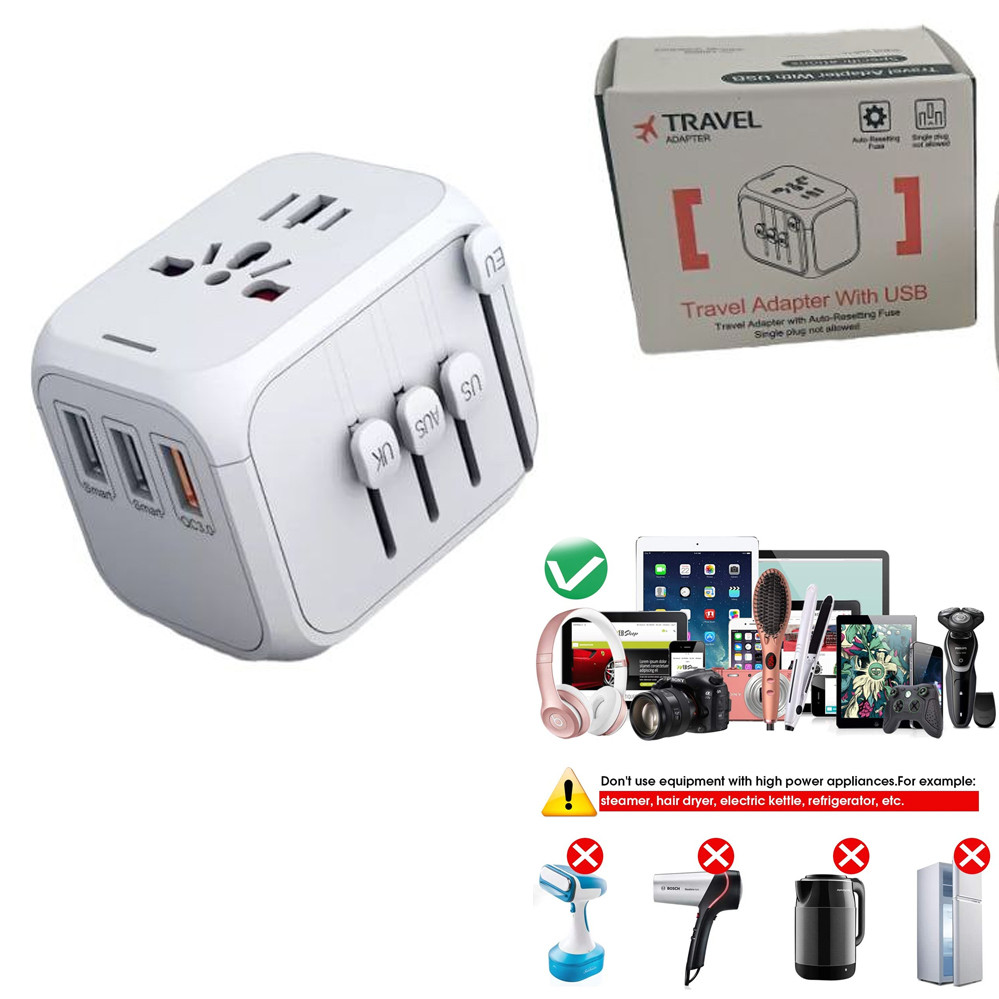 Універсальний адаптер для подорожей та будинку мережевий USB Travel Adapter перехідник для розеток Білий