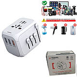 Універсальний адаптер для подорожей та будинку мережевий USB Travel Adapter перехідник для розеток Білий, фото 9