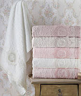 Набір 6 рушників Pupilla Olivyum 3D з гіпюром 70х140см (банні), бамбук