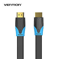 Плоский HDMI 2.0 кабель Vention PVC Upgrade черный в оплетке 1.5 м (AAKBG)