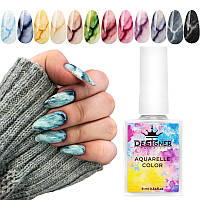Акварельные капли (цветные чернила) Aquarelle Color Дизайнер для дизайна ногтей, 9 мл.