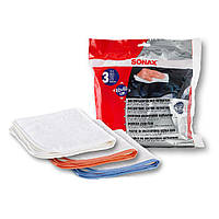 Набір серветок з ультратонкої мікрофібри для фінішного очищення кузова біла 3 шт 40х40 см SONAX Microfiber Cloths Ultrafine