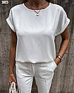 Жіноча стильна легка блузка футболка однотонна з коротким рукавом "Mystery", фото 4
