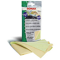 Двошарова серветка з мікрофібри та синтетичної замші для скла 35х40 см SONAX Scheiben&Fenstertuch (416700)