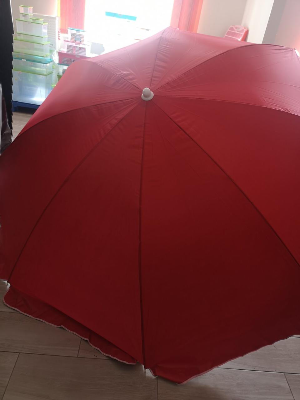 Зонт пляжний, спиці карбон, срібло, діаметр 2,5 м, червоний