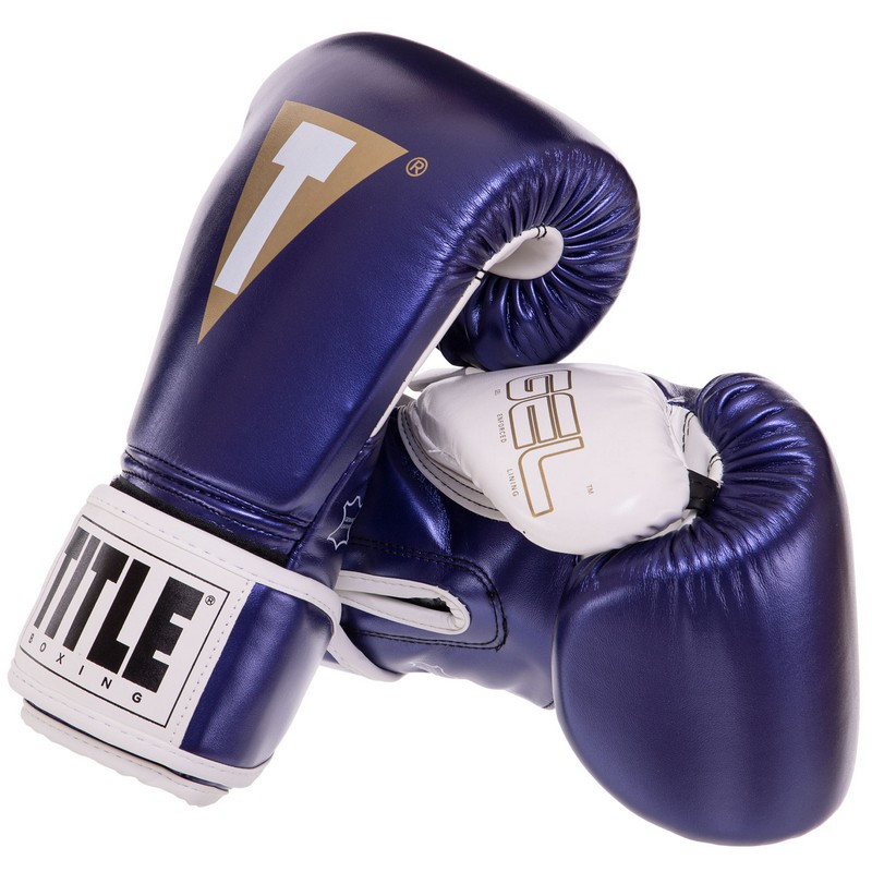 Перчатки для бокса и единоборств на липучке Title Boxing 3780 Blue-White 8 унций - фото 3 - id-p1633012676