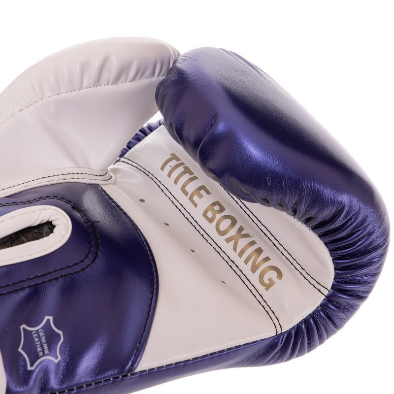 Перчатки для бокса и единоборств на липучке Title Boxing 3780 Blue-White 8 унций - фото 4 - id-p1633012676