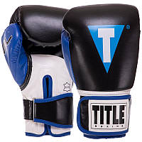 Перчатки для бокса и единоборств на липучке Title Boxing 3780 Black-Blue-White 8 унций