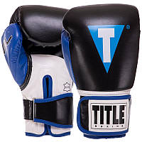 Перчатки для бокса и единоборств на липучке Title Boxing 3780 Black-Blue-White 10 унций