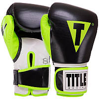 Перчатки для бокса и единоборств на липучке Title Boxing 3780 Black-Neon Green 10 унций
