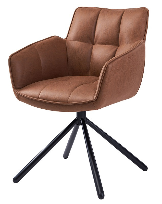 Кресло с поворотным механизмом Wang коричневое, на вращающихся черных металлических ножках (180) - фото 1 - id-p1633041758