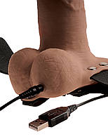 Порожний страпон із вібрацією Pipedream Fetish Fantasy 6" Hollow Rechargeable Strap-On Tan AIW Or1721, фото 3