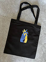 Шоппер \ текстильная сумка \ эко сумка \ тканевая сумка "Razom" черная с украинской символикой
