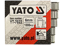 Скобы к степлера 6 мм, b = 10.6 мм, t = 1.2 мм, уп. 1000 шт. YATO YT-7022
