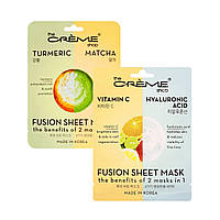 Набор маской для сияния кожи The Crème Shop Mask Duo Vitamin C Hyaluronic Acid & Turmeric Match 2 х 25 г