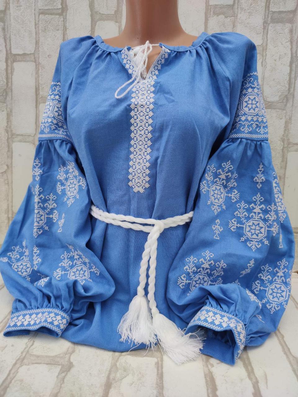 Жіноча блузка з вишивкою "Власта", натуральний льон, 48-52 р-ри